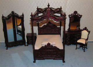 Dollhouse Miniature Bespaq 6pc Versailles Complete Bedroom Set