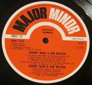Johnny Nash and Kim Weston Original Major Minor UK LP
