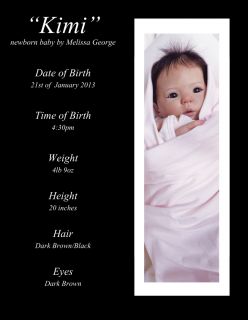 Melissa George Reborn Baby Prototype Kimi Outstanding Detail