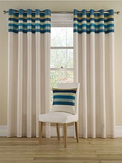 Montgomery Tropical stripe curtains in aqua   