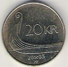 Viking SHIP 20 Kroner Coin Norway Norge 2003 1