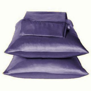 Pcs Solid Violet Charmeuse Lingerie Satin Pillowcases King