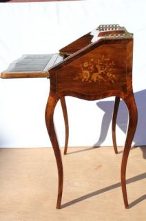 Antique French Louis XV Kingwood Bureau de Dame Inlaid Marquetry Desk