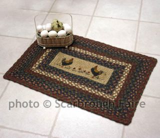 Country Rug Chicken Rug Braided Rectangle Kitchen Rug Country Decor