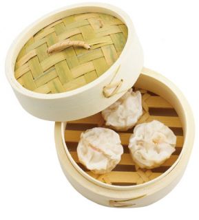 Helen Chens Asian Kitchen 4 inch Bamboo Dim Sum Steamer with Lid Set