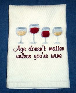 Fine Wine Lovers Embroidered Kitchen Towel
