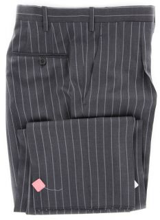 New $7200 KITON Gray Suit Light Blue Striped 44 54