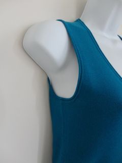New Burberry Kingfisher Blue Silk Sleeveless Knit Top Extra Small XS