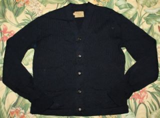 Vtg 50s Skookum Centralia Knitting Mills Wool Navy Varsity Cardigan