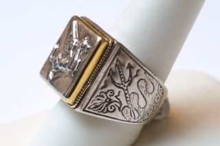 New Konstantino Mens Pegasus Ring Silver and 18K Gold Size 10 $870