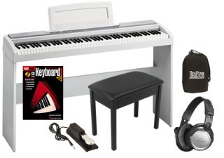 Korg SP170S White 88 Key Digital Piano Complete Home Bundle