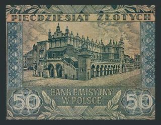 Banknote POLAND   1941   View of CLOTH HALL in Krakow   Pick 102   EF