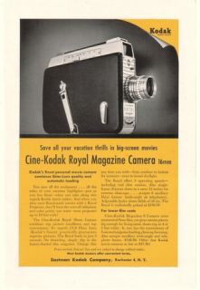 1955 Kodak Cine Kodak Royal Magazine 16mm Camera Print Ad