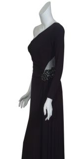 Kurt Thomas Seductive Black Knit One Sleeve Rhinestone Evening Gown