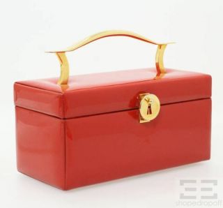 Koret Red Patent Leather Gold Keyhole Clasp Box Handbag