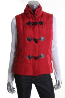 Charter Club New Red Quilted Ribbed Neck Toggle Front Outerwear Vest s
