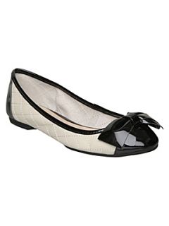 Dune Mony d quilted bow ballerina pumps Black & White   