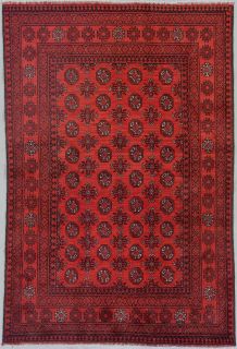 5x8 Red Afghan Tribal Bukara Oriental Hand Knotted Wool Area Rug