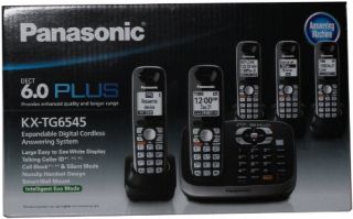 Panasonic KX TG6545B DECT 6 0 Plus Digital Cordless Phone 5 Handsets