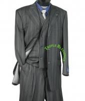 33 Sharp 3pc Men Wide Leg Stripe Zoot Suit Gray 38R 62L HSF