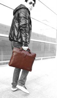 Genuine Leather Mens Womens Bussiness Laptop Breifcase Shoulder Bag
