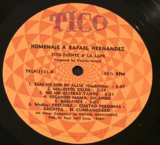 Tito Puente La Lupe Homenaje A Rafael Hernandez Orig LP