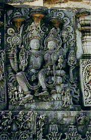 Vishnu with Lakshmi ( Lakshminarayana ) at Halebidu