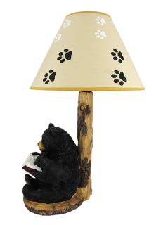 Bedtime Stories Reading Black Bears Table Lamp w Shade