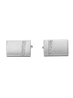 Paul Costelloe Silver rectangle with crystal cufflink Silver   