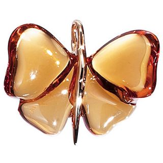 Lalique Crystal Papillon Pendant 1 Amber Butterfly 34 Silk Cord