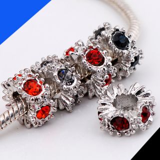 40P Wholesale Mixed Crystal Big Hole Beads Fit Bracelet