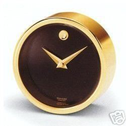Movado Museum Dial Desk Mantle 23kt Gold Plated Clock New $200 Gift