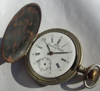 Pocket Watch Langensdorf Watch Co Running for Parts or Repaire