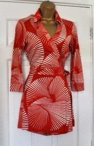 DVF Diane Von Furstenberg Orange Sundial Large Short Wrap Belt Dress