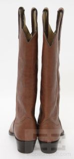 Larry Mahan Brown Leather Tall Almond Toe Western Boots