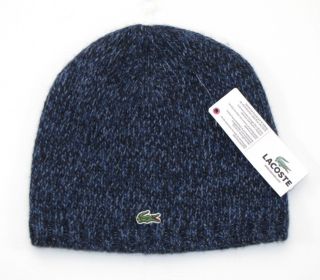 Authentic Lacoste Womens Wool Hat Beanie Blue Croc New