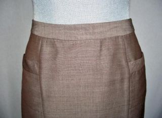 New Tracy Reese Skirt Size 6 Above Knee Brown Lace Hem Front Pockets