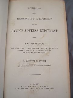 Antique 1871 Leather Law Book Ejectment and Law of Adverse Enjoyment