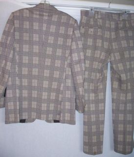 Vintage 60s 70s Phoenix Checkered Leisure Suit Jacket Pants Hipster