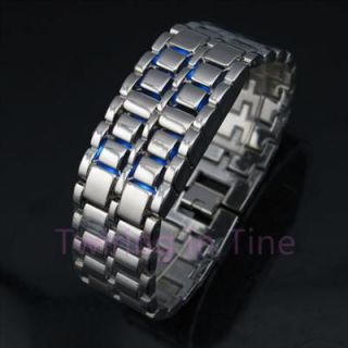 Men Lady LED Digital Lava Faceless Bracelet Iron Watch