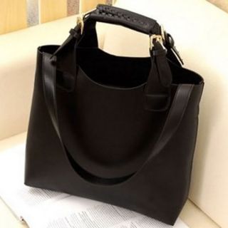 New Fashion Ladies Simple Tote Bag Handbag PU Leather Black、Brown