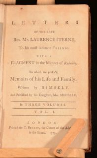1775 3VOL Letters of The Late Rev Mr Laurence Sterne Mrs Medalle First