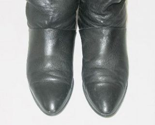 Vtg Black Leather Pirate Slouch Boots Brazil 6 M