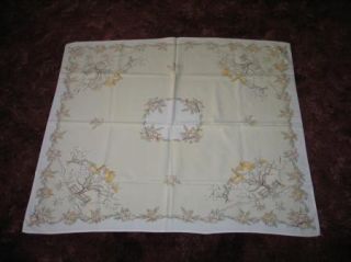 Delightful Vtg 1946 Leacock Kate Greenway Printed Tablecloth Dogwood