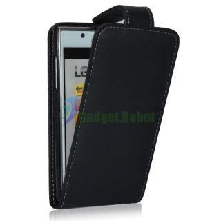 Black Leather Case Cover Charger for LG Optimus L7 P705 Splendor US730