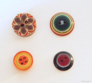 RARE Vintage Lea Stein Buttons Set of 4 PC Lot 2