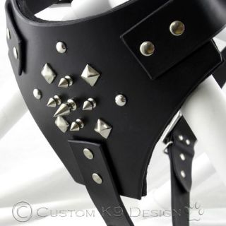 New Leather Dog Harness w Spikes MD 3XL Black Brown Tan