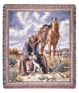 Good Company Cowboy Western Horse Throw Blanket Afghan