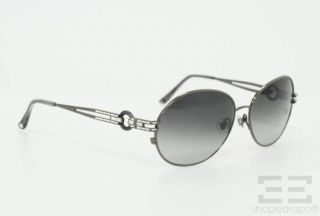 Judith Leiber Silver Gray Jeweled Aviator Sunglasses JL1571