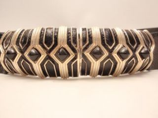 Gorgeous Vintage Judith Leiber Black Snakeskin Belt w Ornate Black